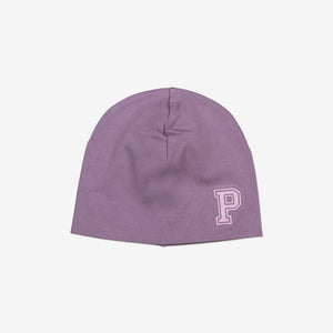 Purple Kids Beanie Hat from Polarn O. Pyret Kidswear. Warm kids beanie
