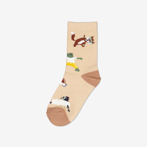  Organic Cotton Brown Kids Socks Multipack from Polarn O. Pyret Kidswear. Made from sustainable materials.