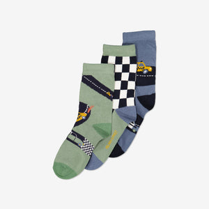  Organic Cotton Cars Kids Socks Multipack from Polarn O. Pyret Kidswear. Made from sustainably sourced materials.