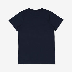  Organic Cotton Navy Kids T-Shirt from Polarn O. Pyret Kidswear. Made from sustainable materials.