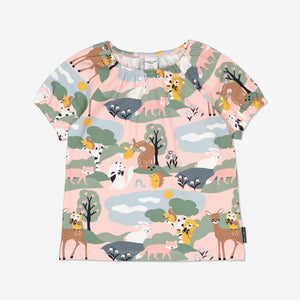  Pink Animal Print Kids T-shirt from Polarn O. Pyret Kidswear. Made from sustainable materials.