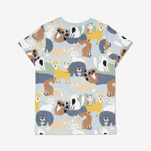  Blue Animal Print Kids T-shirt from Polarn O. Pyret Kidswear. Made using eco-friendly materials.