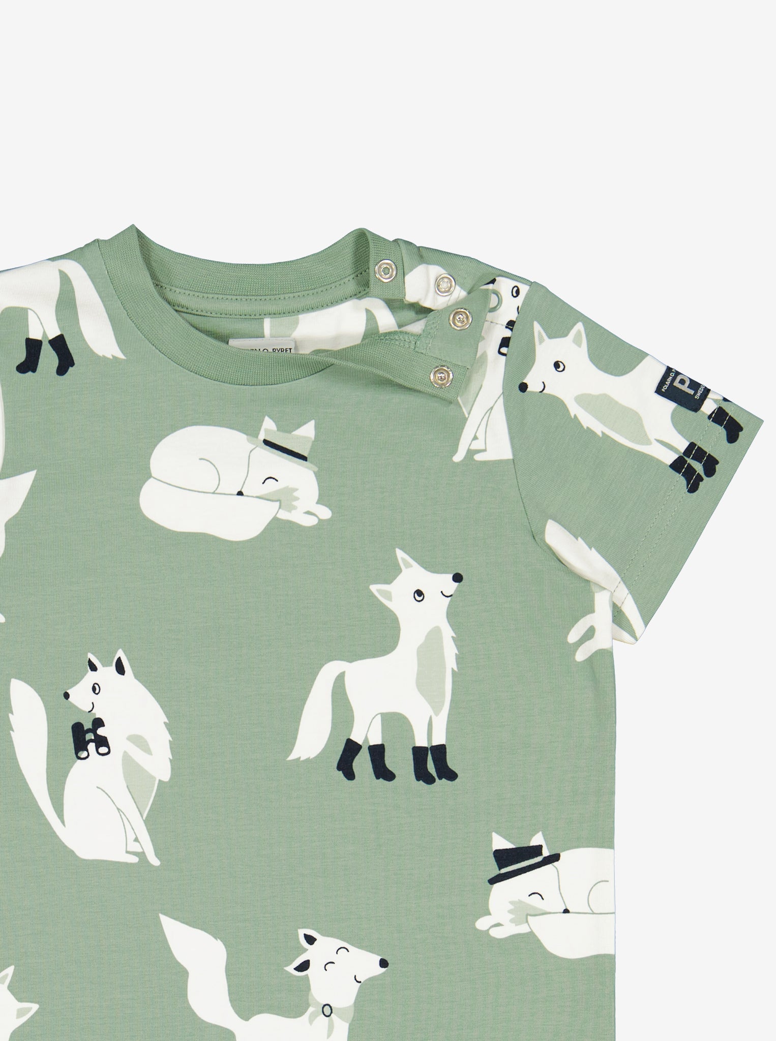  Organic Cotton Wolf Print Kids T-Shirt from Polarn O. Pyret Kidswear. Made using ethically sourced materials.