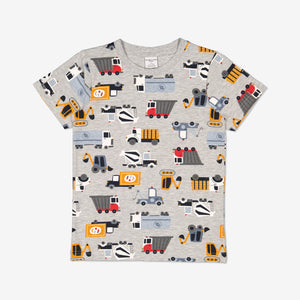  Organic Cotton Car Print T-Shirt from Polarn O. Pyret Kidswear. Made Using GOTS Certified Organic Cotton