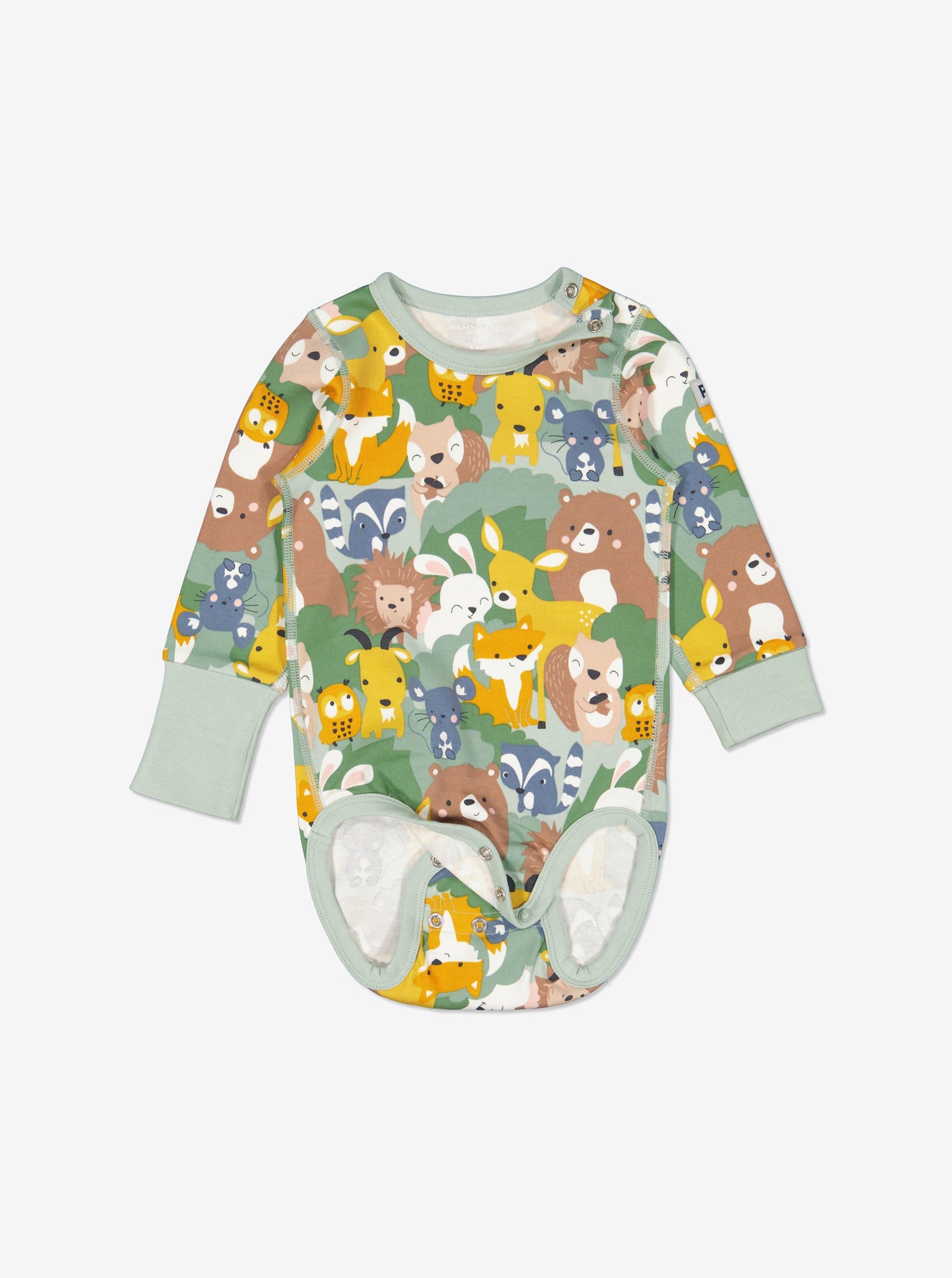  Nordic Animal Newborn Babygrow from Polarn O. Pyret Kidswear. Made using eco-friendly materials.