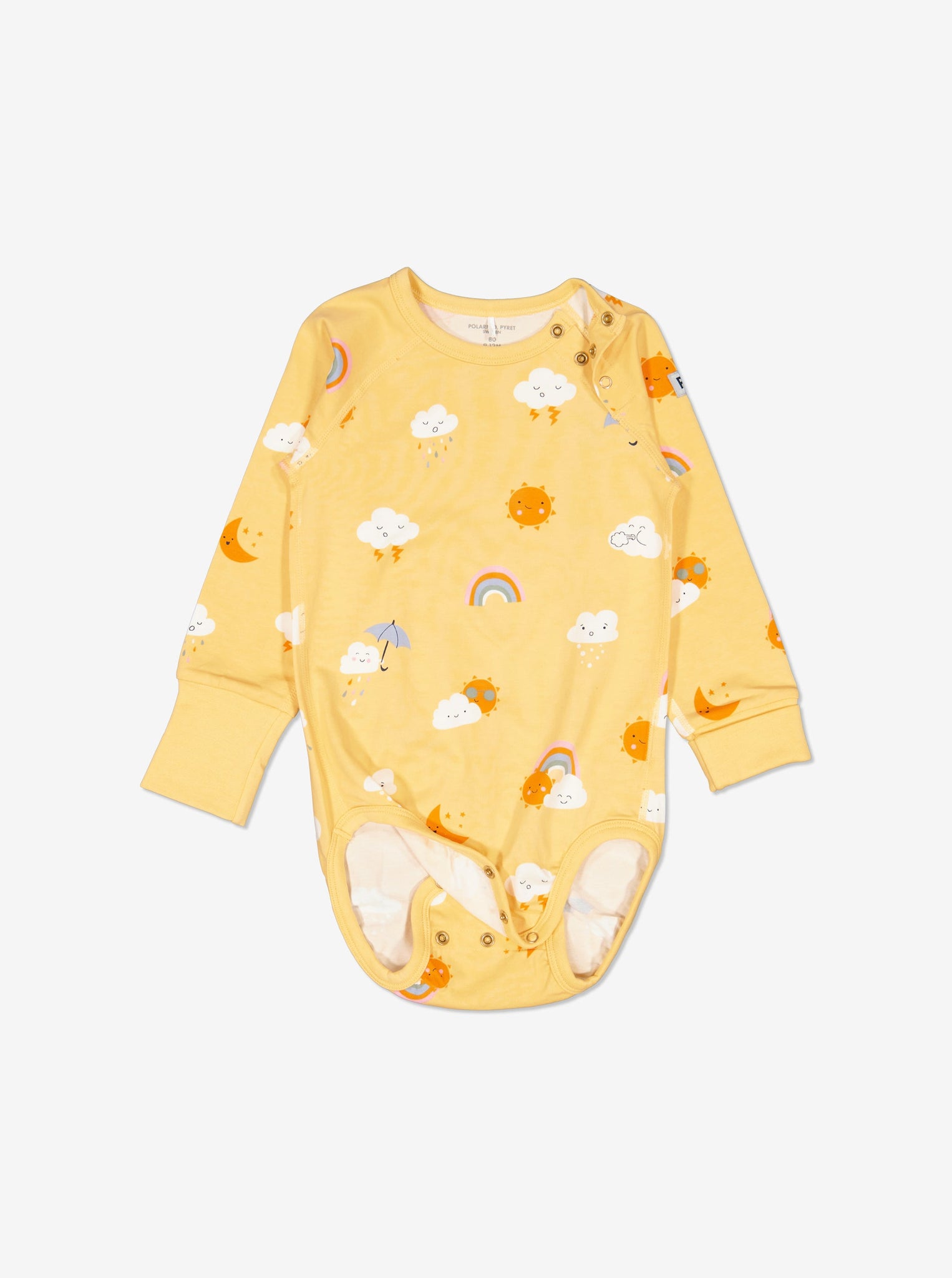  Rainbow Newborn Babygrow from Polarn O. Pyret Kidswear. Made using environmentally friendly materials.