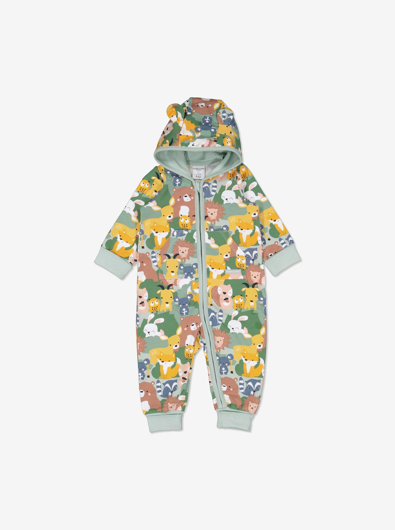  Nordic Animal Newborn All In One from Polarn O. Pyret Kidswear. Made Using GOTS Certified Organic Cotton