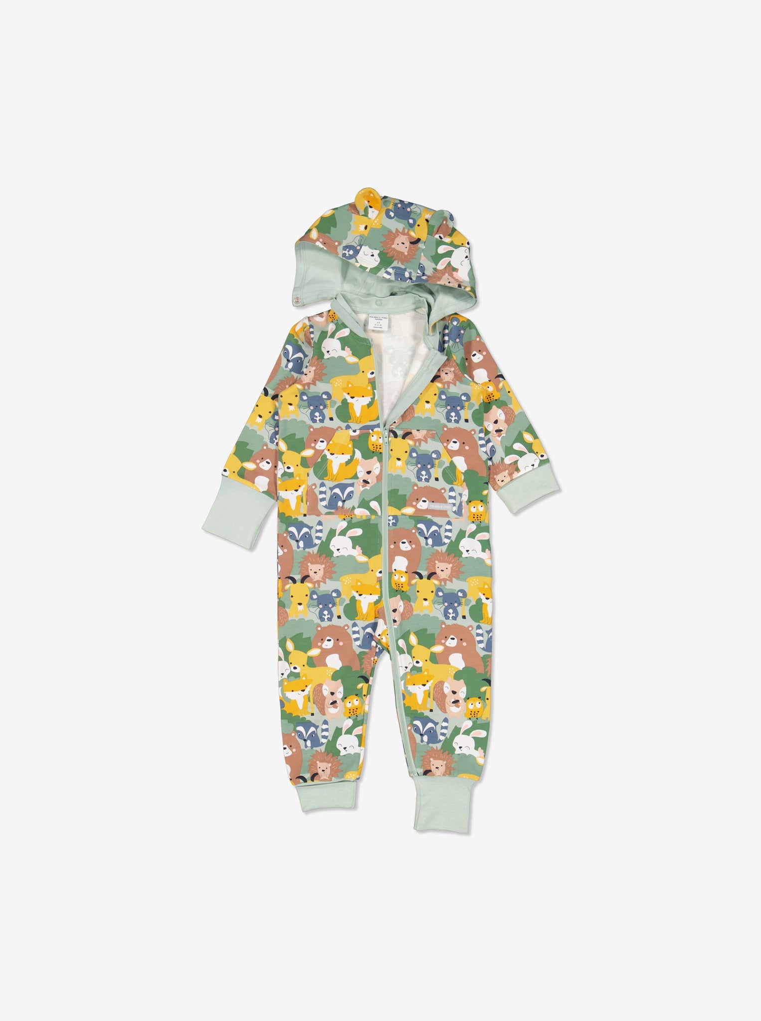  Nordic Animal Newborn All In One from Polarn O. Pyret Kidswear. Made Using GOTS Certified Organic Cotton