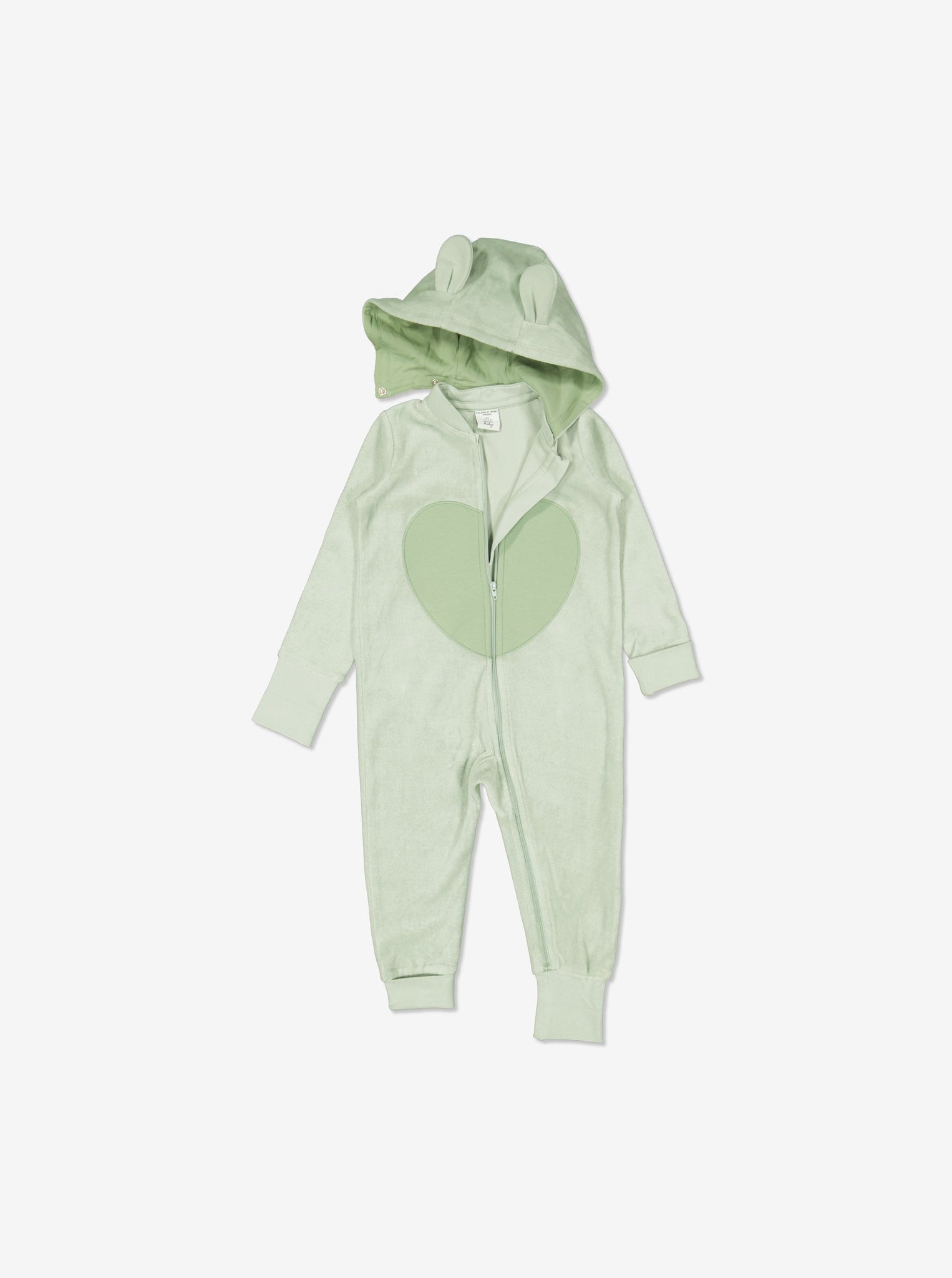  Heart Print Grey Baby All In One from Polarn O. Pyret Kidswear. Made from sustainable materials.