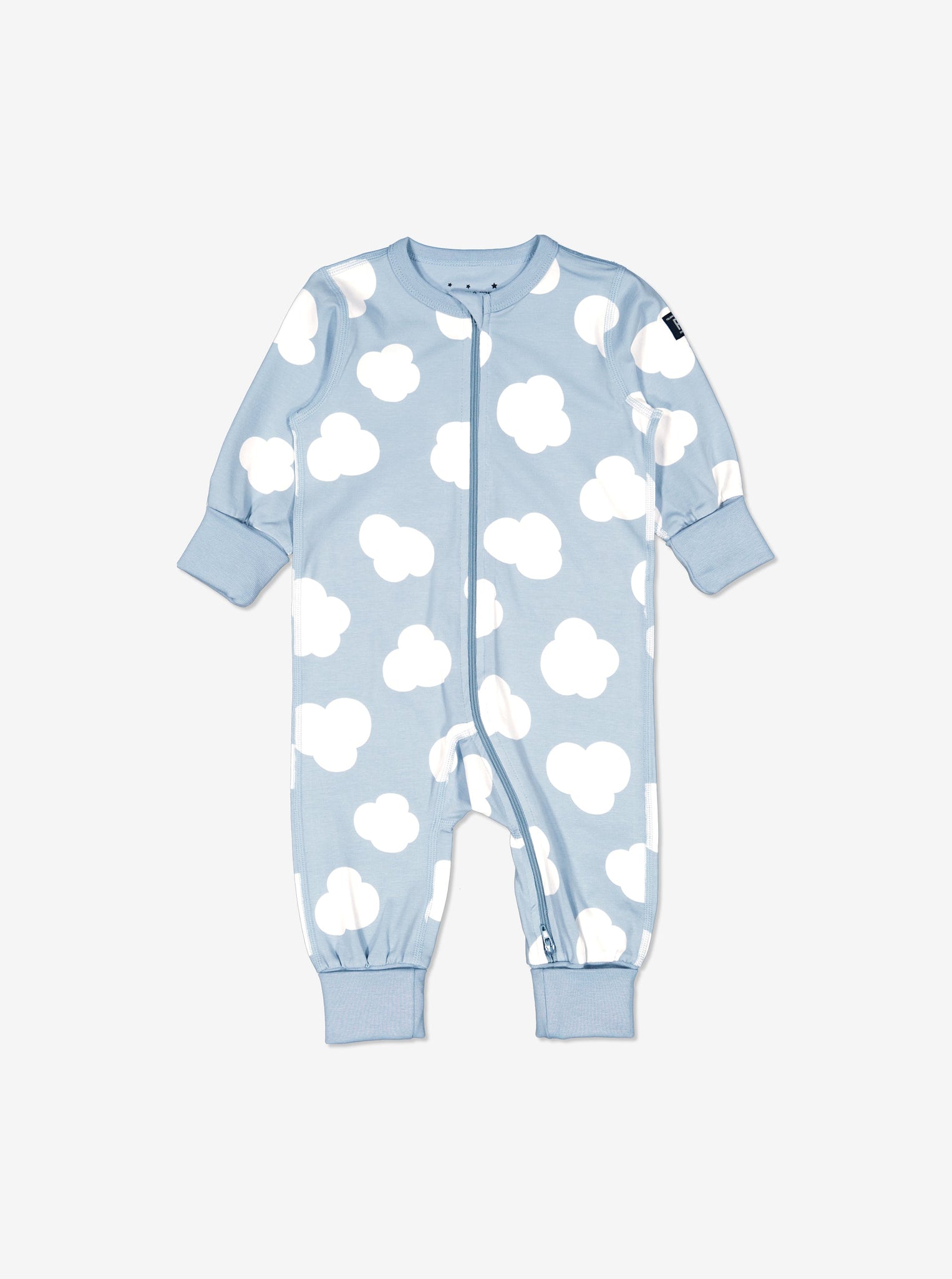  Blue Cloud Print Baby Sleepsuit from Polarn O. Pyret Kidswear. Made using ethically sourced materials.