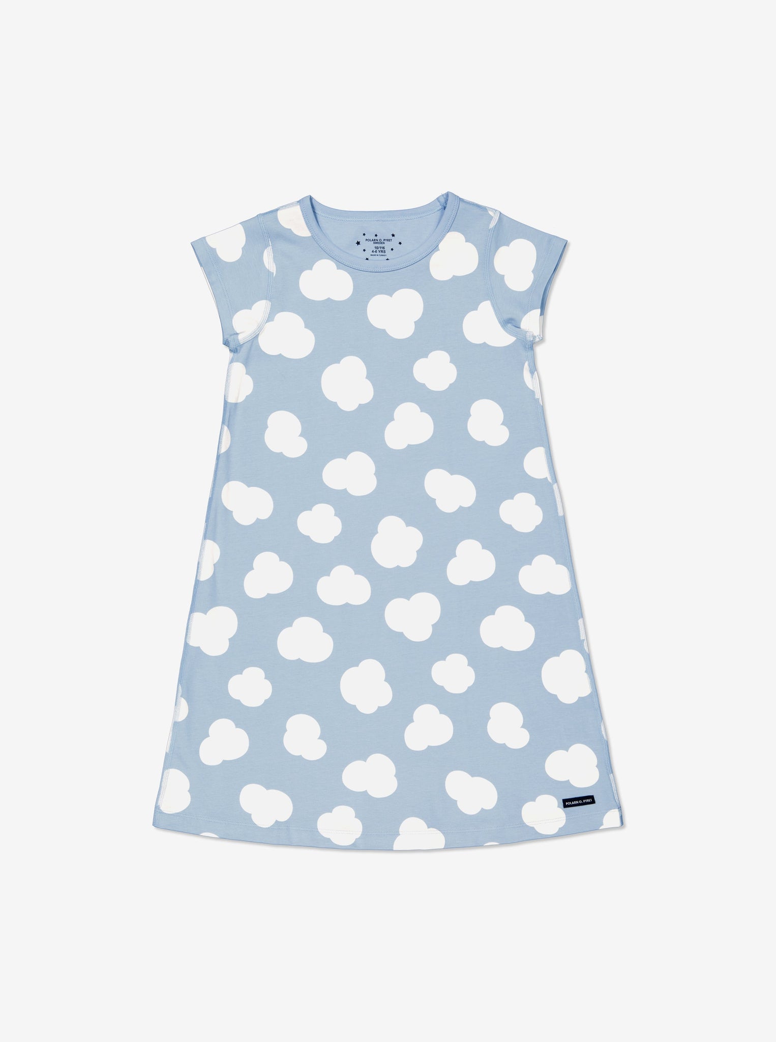  Cotton Cloud Print Kids Nightdress from Polarn O. Pyret Kidswear. Made using sustainable materials.