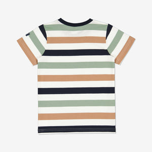  Organic Cotton Striped Kids T-Shirt from Polarn O. Pyret Kidswear. Made Using GOTS Certified Organic Cotton