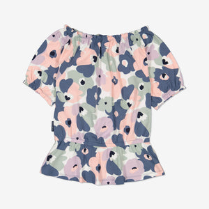  Cotton Floral Print Girls Top from Polarn O. Pyret Kidswear. Made using ethically sourced materials.