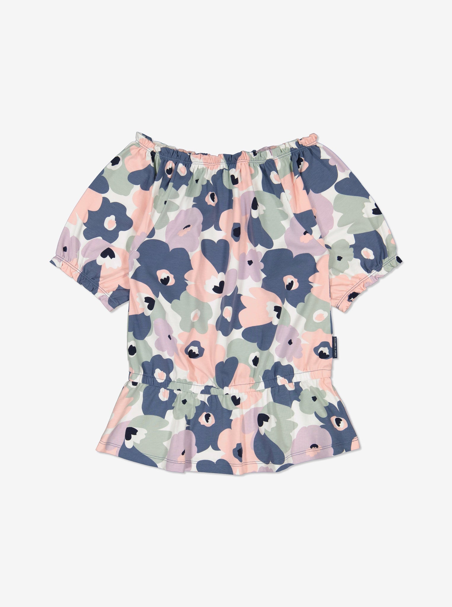 Cotton Floral Print Girls Top from Polarn O. Pyret Kidswear. Made using ethically sourced materials.