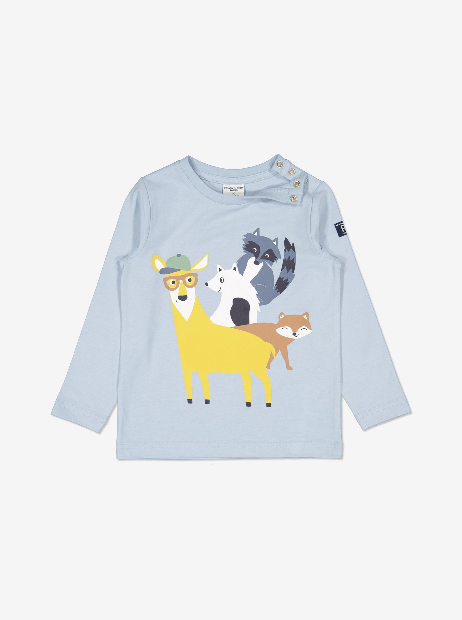  Blue Animal Print Baby Top from Polarn O. Pyret Kidswear. Made using environmentally friendly materials.