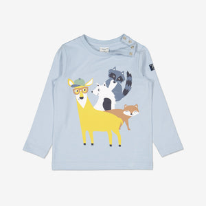  Blue Animal Print Baby Top from Polarn O. Pyret Kidswear. Made using environmentally friendly materials.