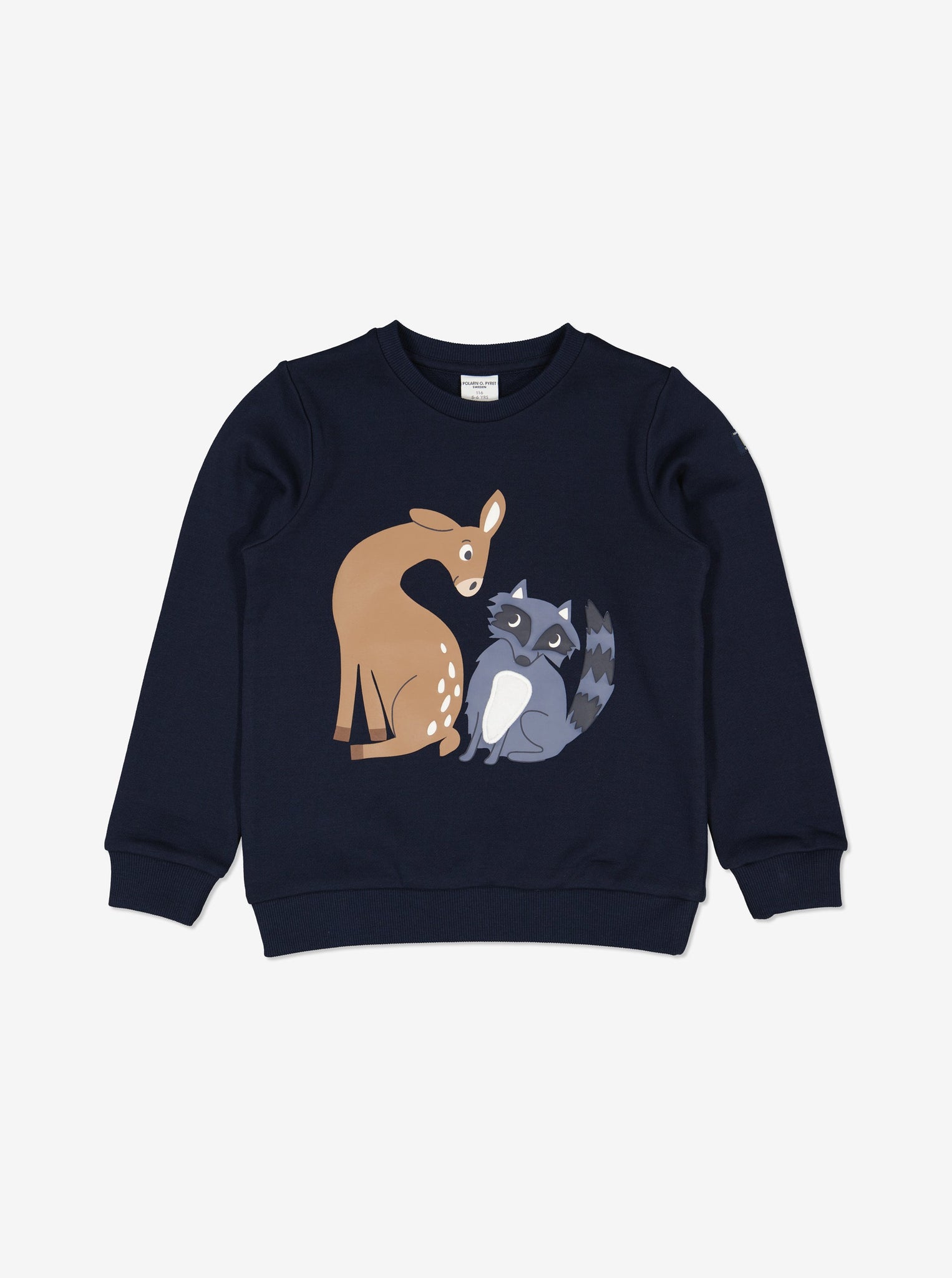  Navy Animal Print Kids Sweatshirt from Polarn O. Pyret Kidswear. Made using eco-friendly materials.