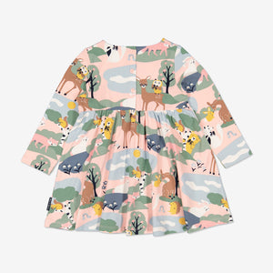  Nordic Animal Print Girls Dress from Polarn O. Pyret Kidswear. Made using environmentally friendly materials.
