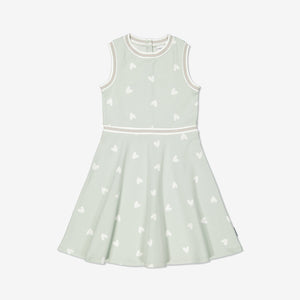  Organic Cotton Heart Print Dress from Polarn O. Pyret Kidswear. Made Using GOTS Certified Organic Cotton