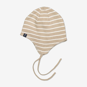 Striped Beige Baby Beanie Hat from Polarn O. Pyret Kidswear. Warm kids beanie