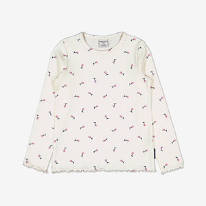  Organic White Floral Top from Polarn O. Pyret Kidswear. Made from sustainably sourced materials.