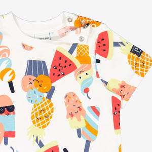 Ice Cream Print White Kids T-Shirt from Polarn O. Pyret Kidswear. Made from ethically sourced materials.