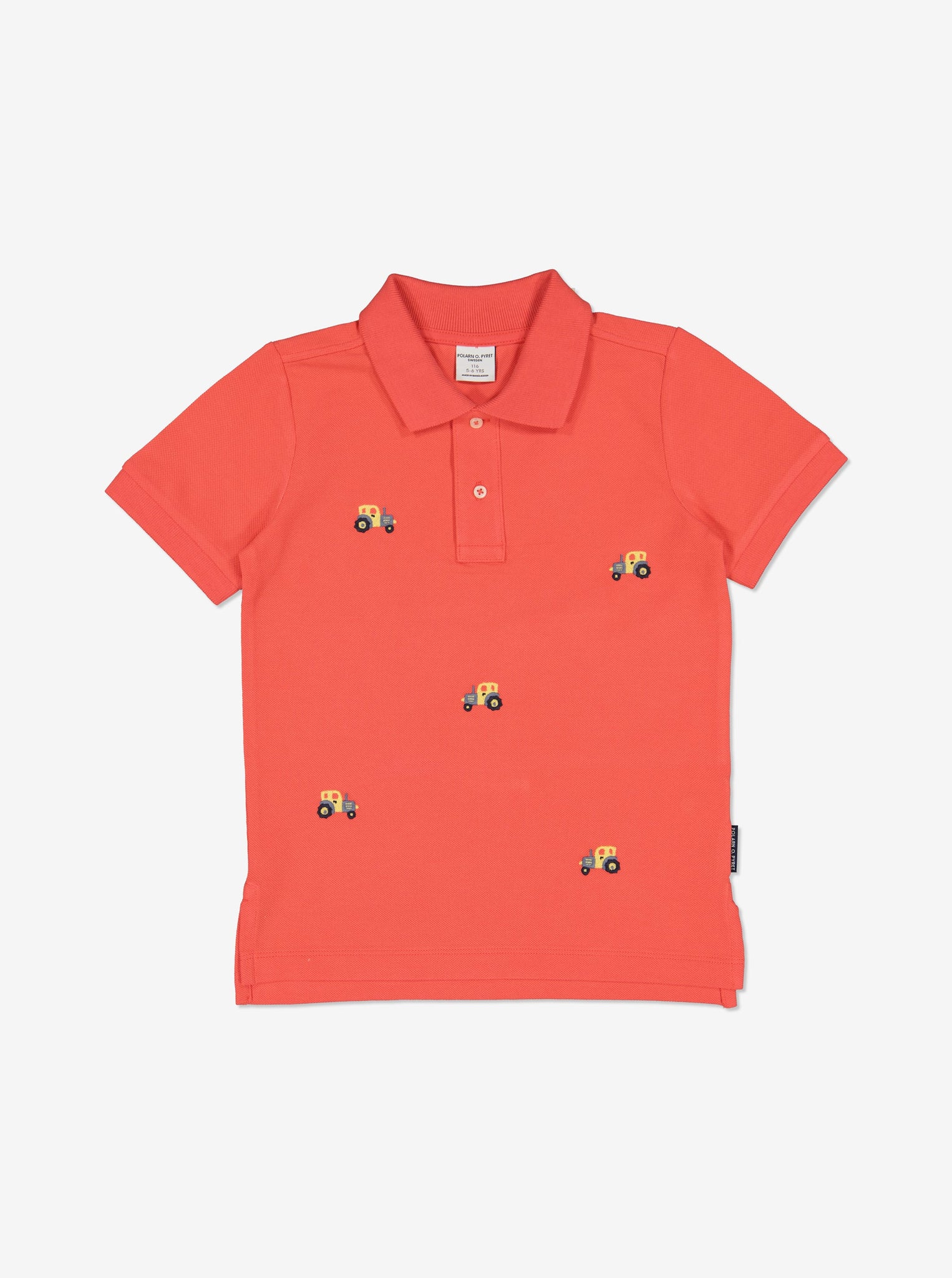 Kids Tractor Polo Shirt from Polarn O. Pyret Kidswear. Made from 100% GOTS Organic Cotton.