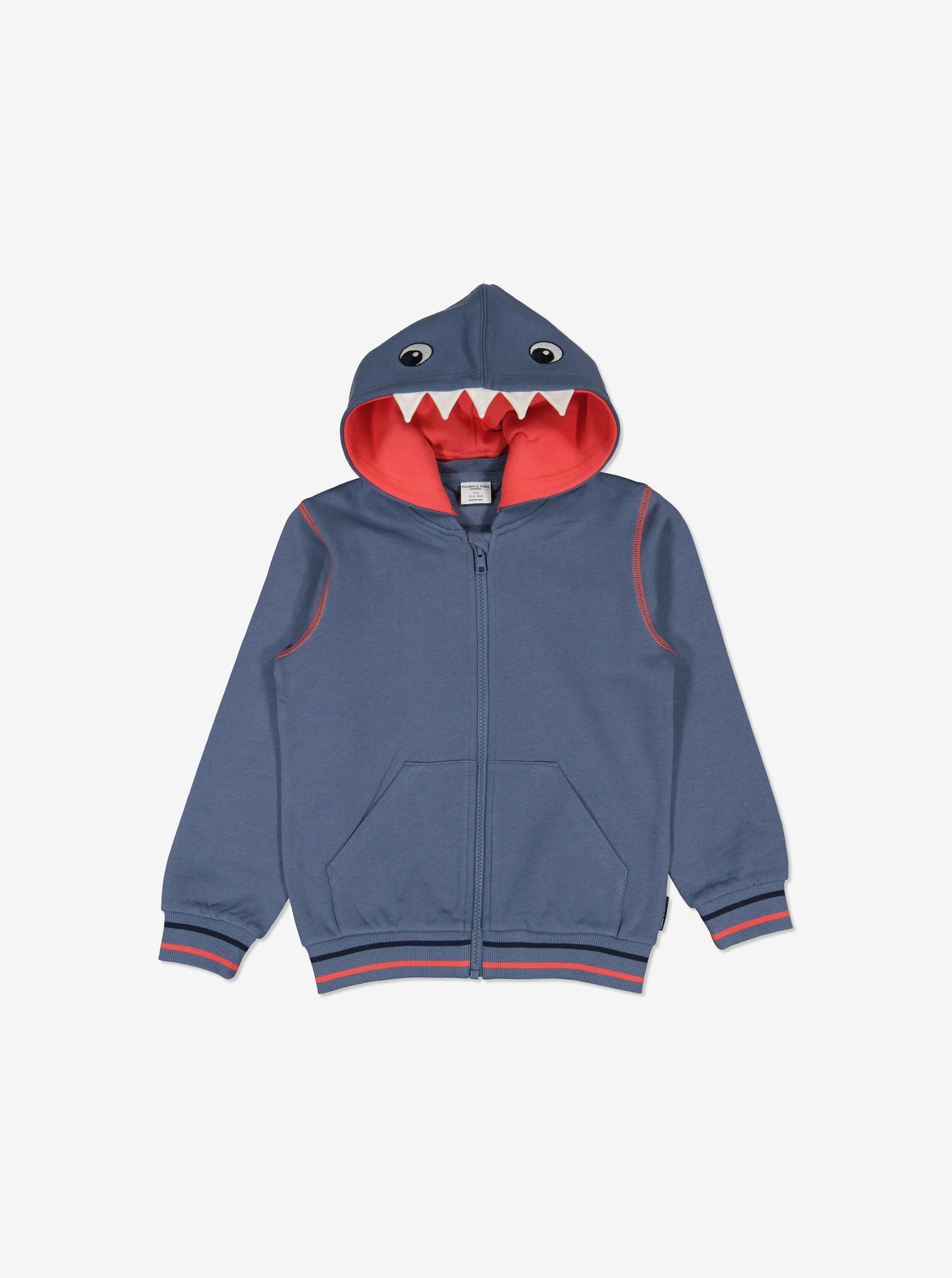 Shark Applique Kids Hoodie from Polarn O. Pyret Kidswear. Made from 100% GOTS Organic Cotton.