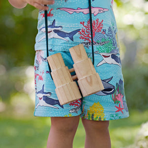 Sealife Print Blue Kids Shorts from Polarn O. Pyret Kidswear. Made from 100% GOTS Organic Cotton.
