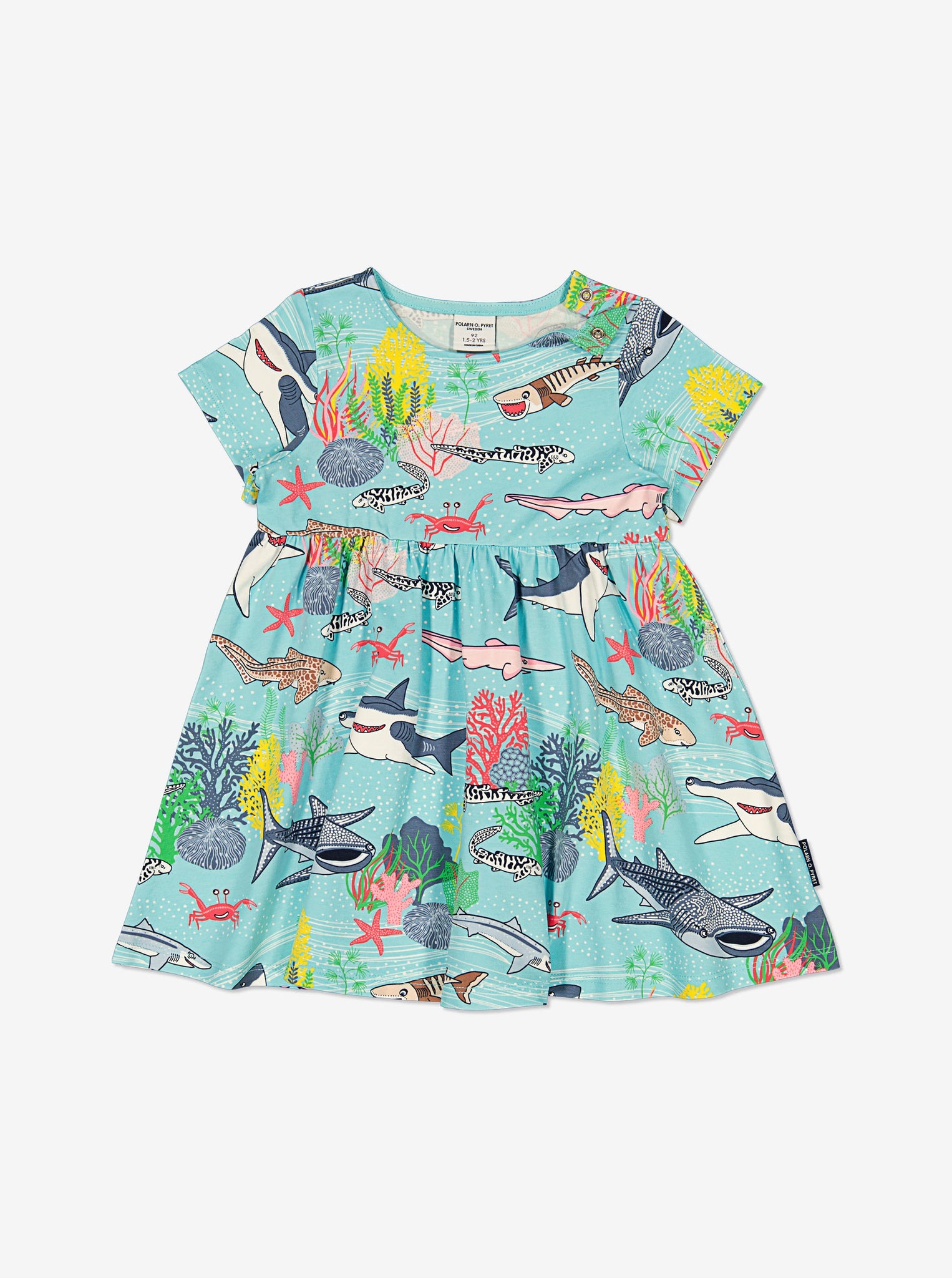 Sealife Print Girls Dress from Polarn O. Pyret Kidswear. Made using sustainable sourced materials.