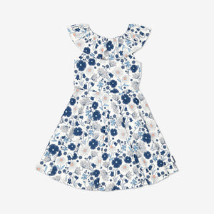 Blue Floral Print Girls Dress from Polarn O. Pyret Kidswear. Made using sustainable sourced materials.