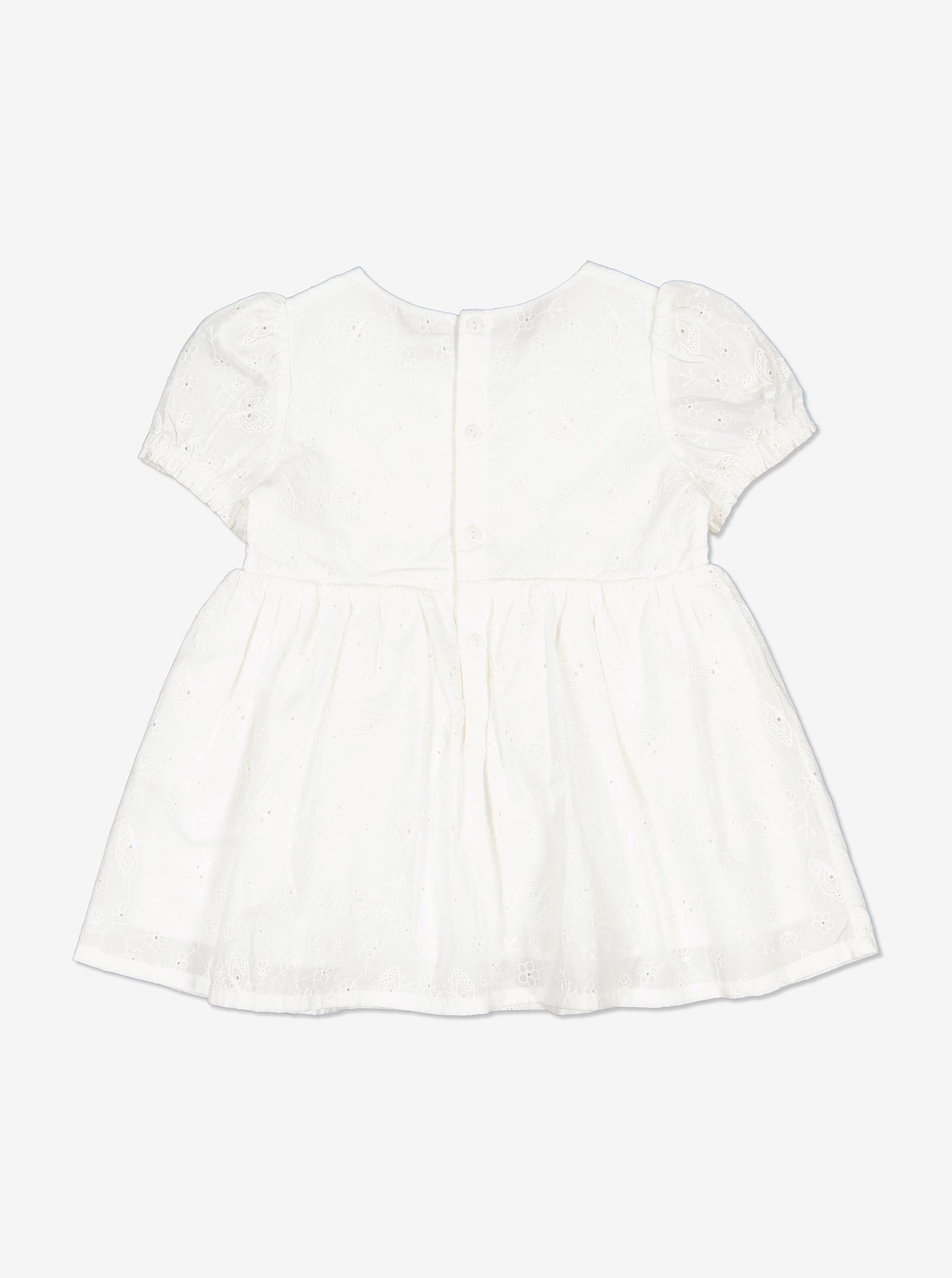 Butterfly Kids Summer Dress In White from Polarn O. Pyret Kidswear. Made from 100% GOTS Organic Cotton.
