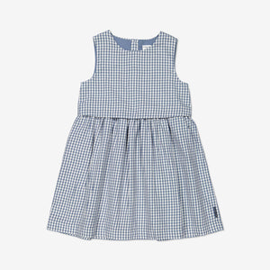 Organic Cotton Blue Checked Girls Dress from Polarn O. Pyret Kidswear. Made from 100% GOTS Organic Cotton.