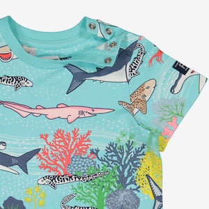 Sealife Print Blue Kids T-Shirt from Polarn O. Pyret Kidswear. Made using sustainable sourced materials.