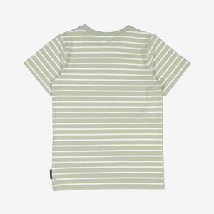  Cotton Striped Green Kids T-shirt from Polarn O. Pyret Kidswear. Made using environmentally friendly materials.