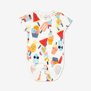 Ice Cream Print Newborn Babygrow from Polarn O. Pyret Kidswear. Made from ethically sourced materials.