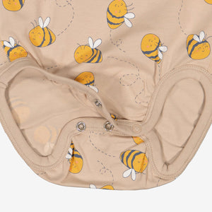 Bee Print Unisex Newborn Babygrow from Polarn O. Pyret Kidswear. Ethically made and sustainably sourced materials.