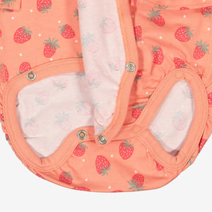 Strawberry Print Wraparound Babygrow from Polarn O. Pyret Kidswear. Made using sustainable sourced materials.