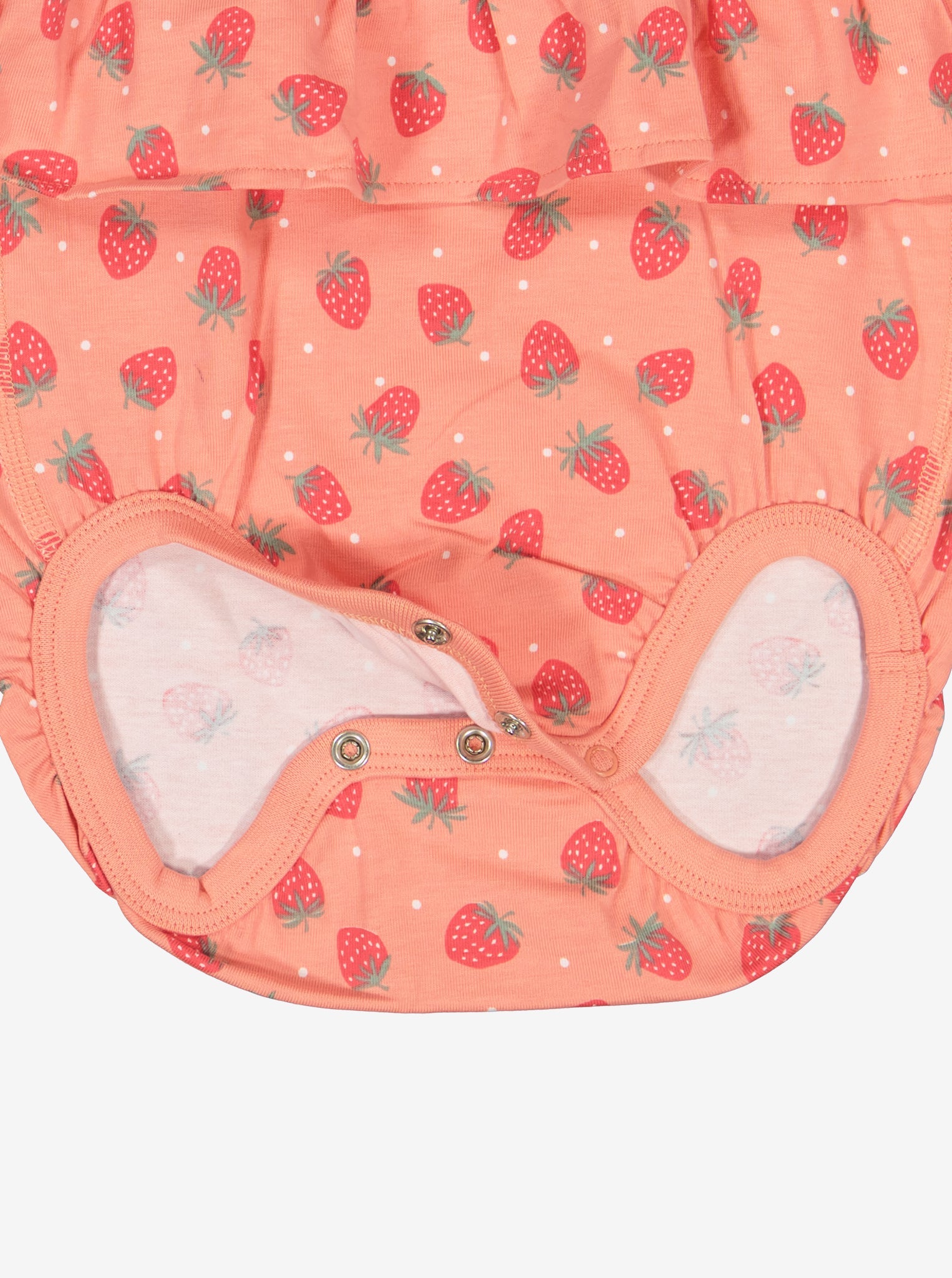 Strawberry Print Newborn Babygrow from Polarn O. Pyret Kidswear. Made from ethically sourced materials.