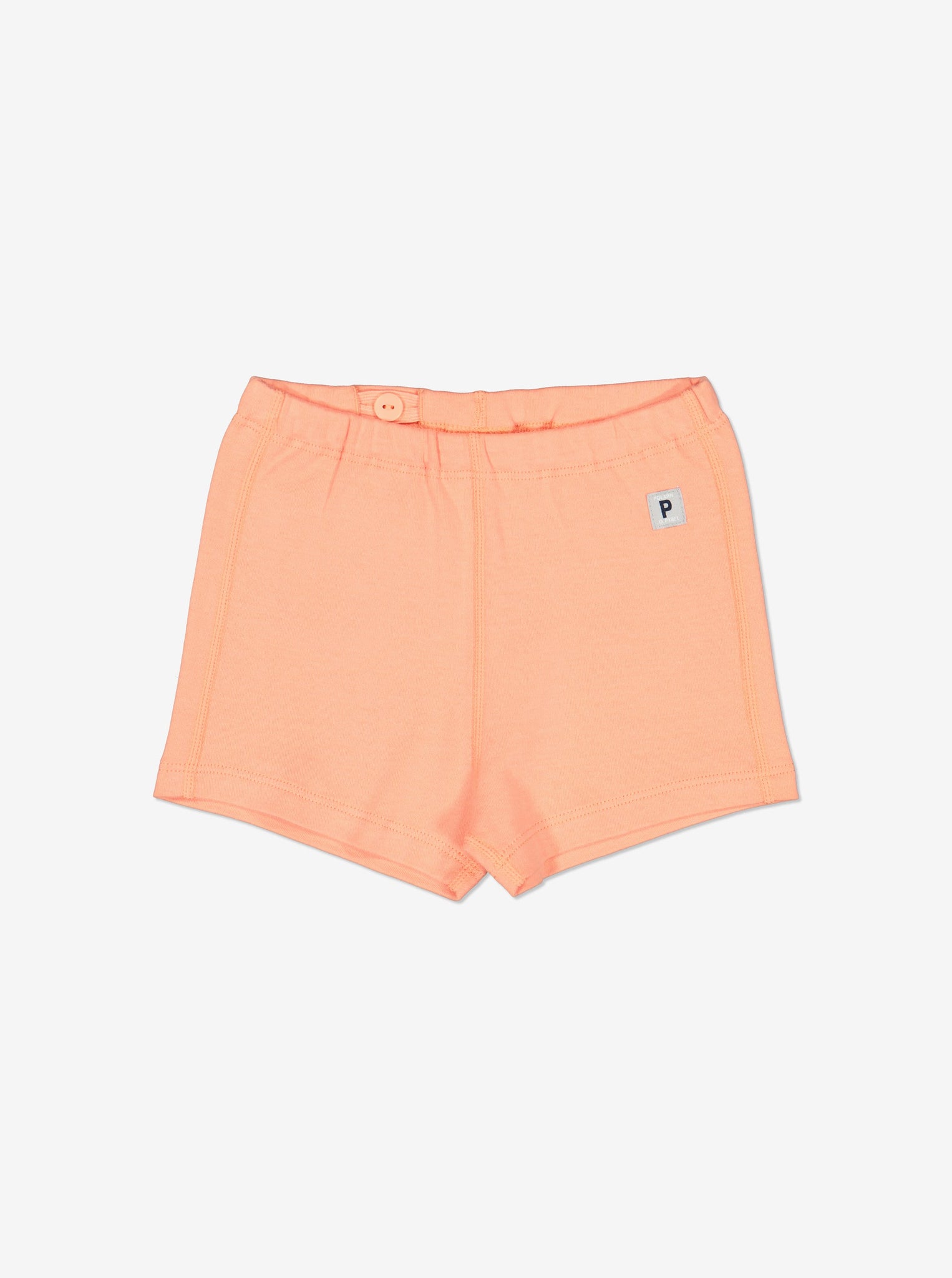 Organic Cotton Peach  Baby Shorts from Polarn O. Pyret Kidswear. Ethically made and sustainably sourced materials.