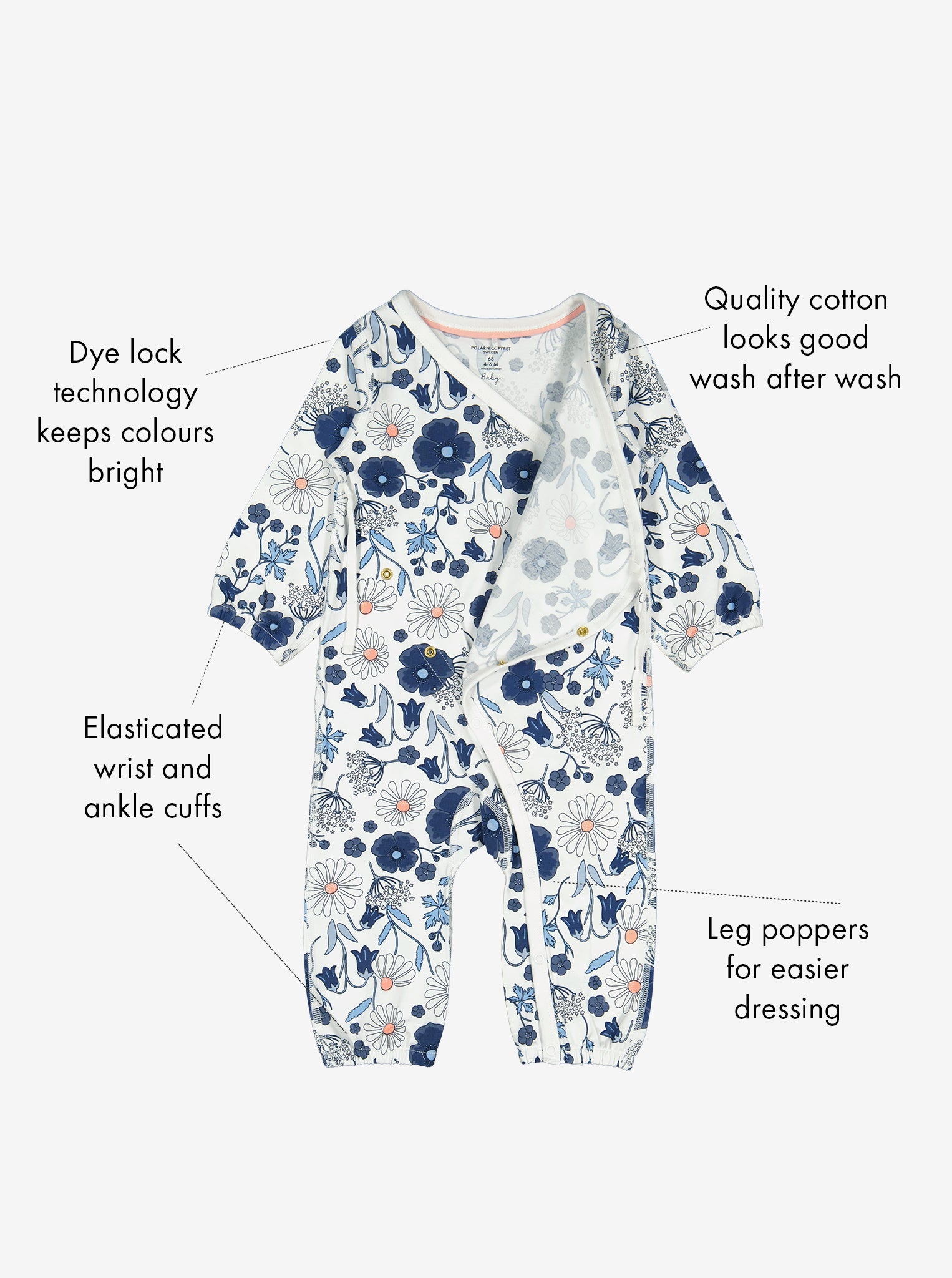 Floral Print Newborn Baby Romper from Polarn O. Pyret Kidswear. Ethically made and sustainably sourced materials.
