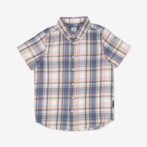 Short Sleeve Checked Boys Shirt from Polarn O. Pyret Kidswear. Made from 100% GOTS Organic Cotton.