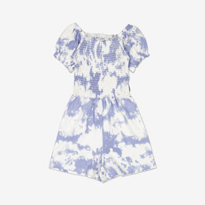 Tie-Dye Blue Kids Playsuit from Polarn O. Pyret Kidswear. Made from ethically sourced materials.