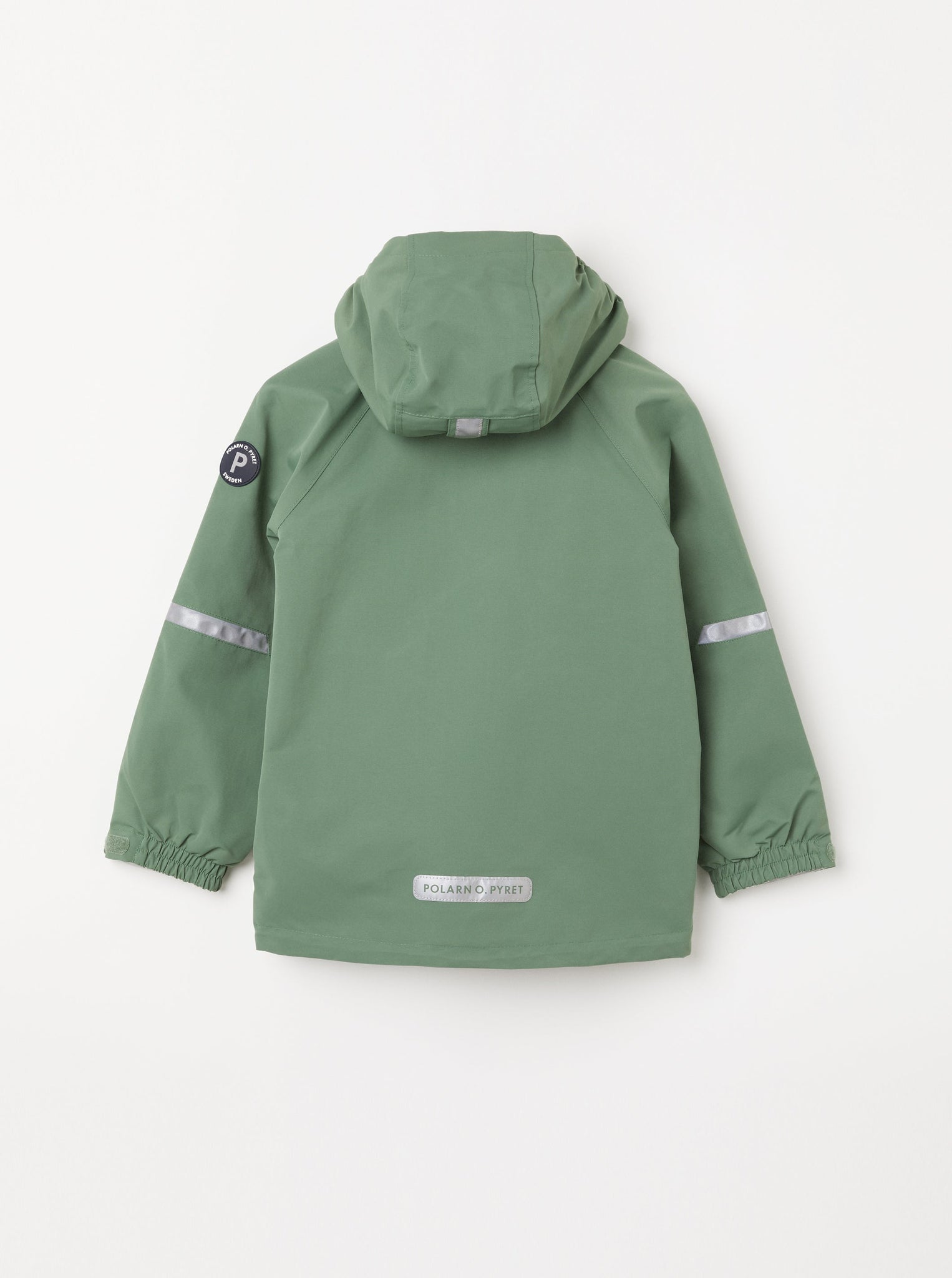 Green Kids Waterproof Shell Jacket from the Polarn O. Pyret kidswear collection. Ethically produced outerwear.