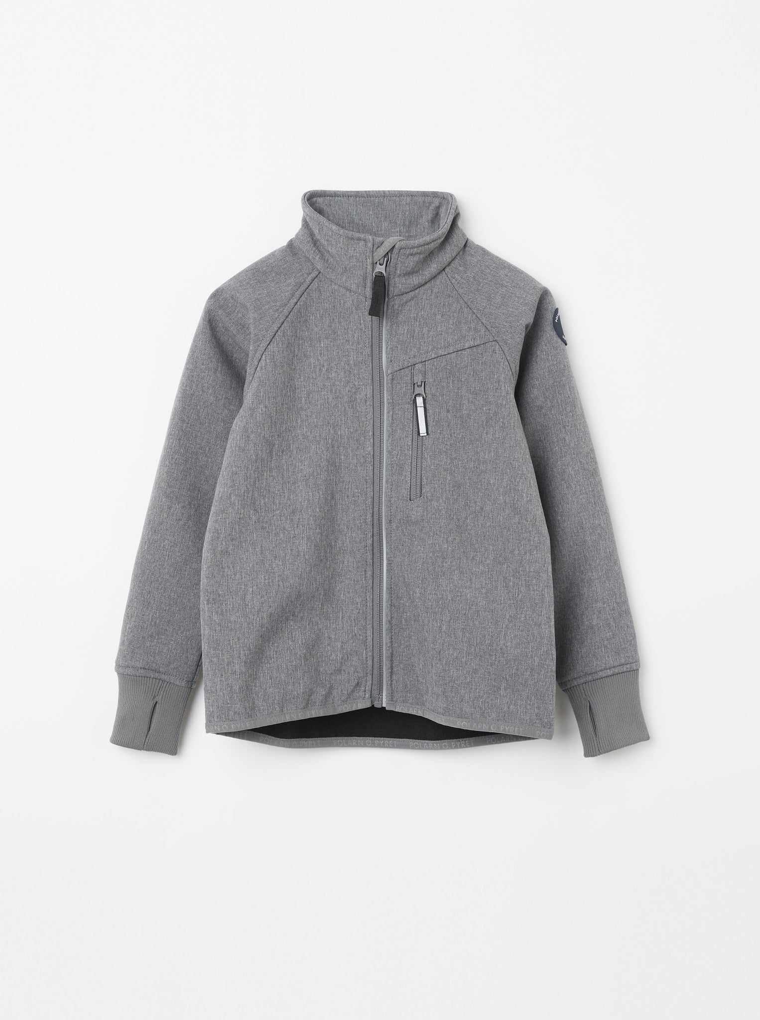 Reflective Grey Kids Shell Jacket from the Polarn O. Pyret kidswear collection. Ethically produced kids outerwear.
