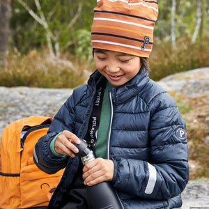 Striped Orange Kids Beanie Hat from the Polarn O. Pyret kidswear collection. Quality kids clothing made to last.