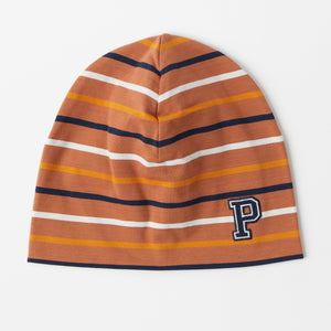 Striped Orange Kids Beanie Hat from the Polarn O. Pyret kidswear collection. Quality kids clothing made to last.