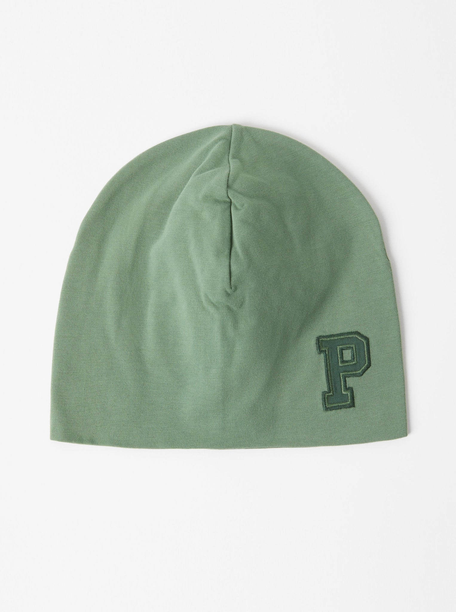 Organic Cotton Green Kids Beanie from the Polarn O. Pyret kidswear collection. Sustainably produced kids outerwear.