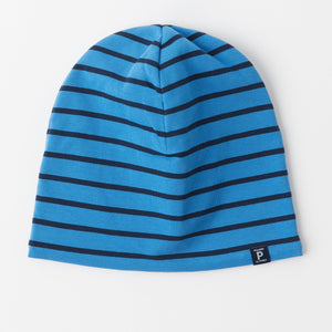 Blue Fleece Lined Kids Beanie Hat from the Polarn O. Pyret kidswear collection. Made from sustainable sources.