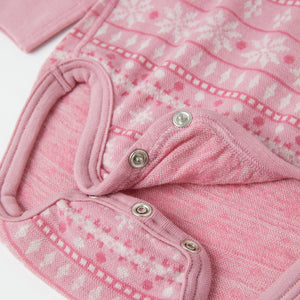 Pink Thermal Merino Babygrow from the Polarn O. Pyret kidswear collection. Ethically produced kids outerwear.